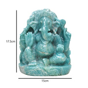2.70 Kg Hand-Carved Amazonite Ganesha Idol Statue Spiritual Hindu Sculpture