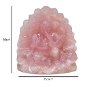 2.27 Kg Rose Quartz Ganesha Idol Lotus Shape Sculpture Figurine