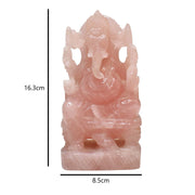 1.45 Kg Rose Quartz Ganesha Idol Hand-Carved Sculpture Religious Figurine