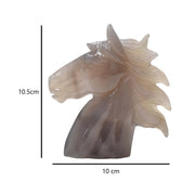 Hand-Carved Natural Agate Horse Head Sculpture Figurine