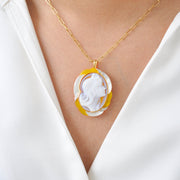 Cameo Lady Yellow Pendant Brooch