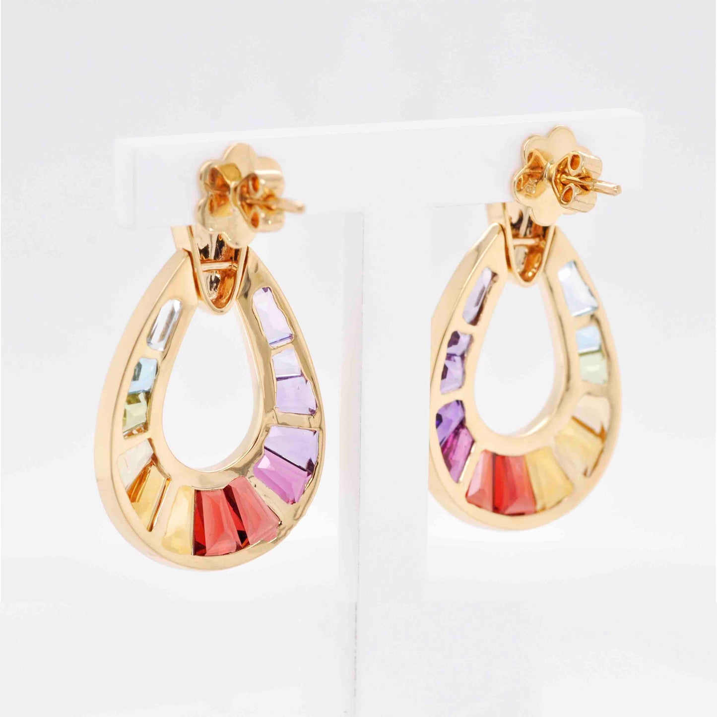 18K Gold Rainbow Gemstones Diamond Raindrop Set - Vaibhav Dhadda Jewelry