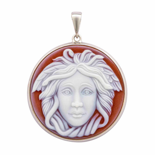 Medusa agate cameo pendant