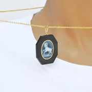 Stylish Aries Pendant with Polished Onyx Gemstone.