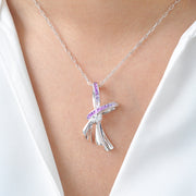 Pink Sapphire Bow Diamond Pendant