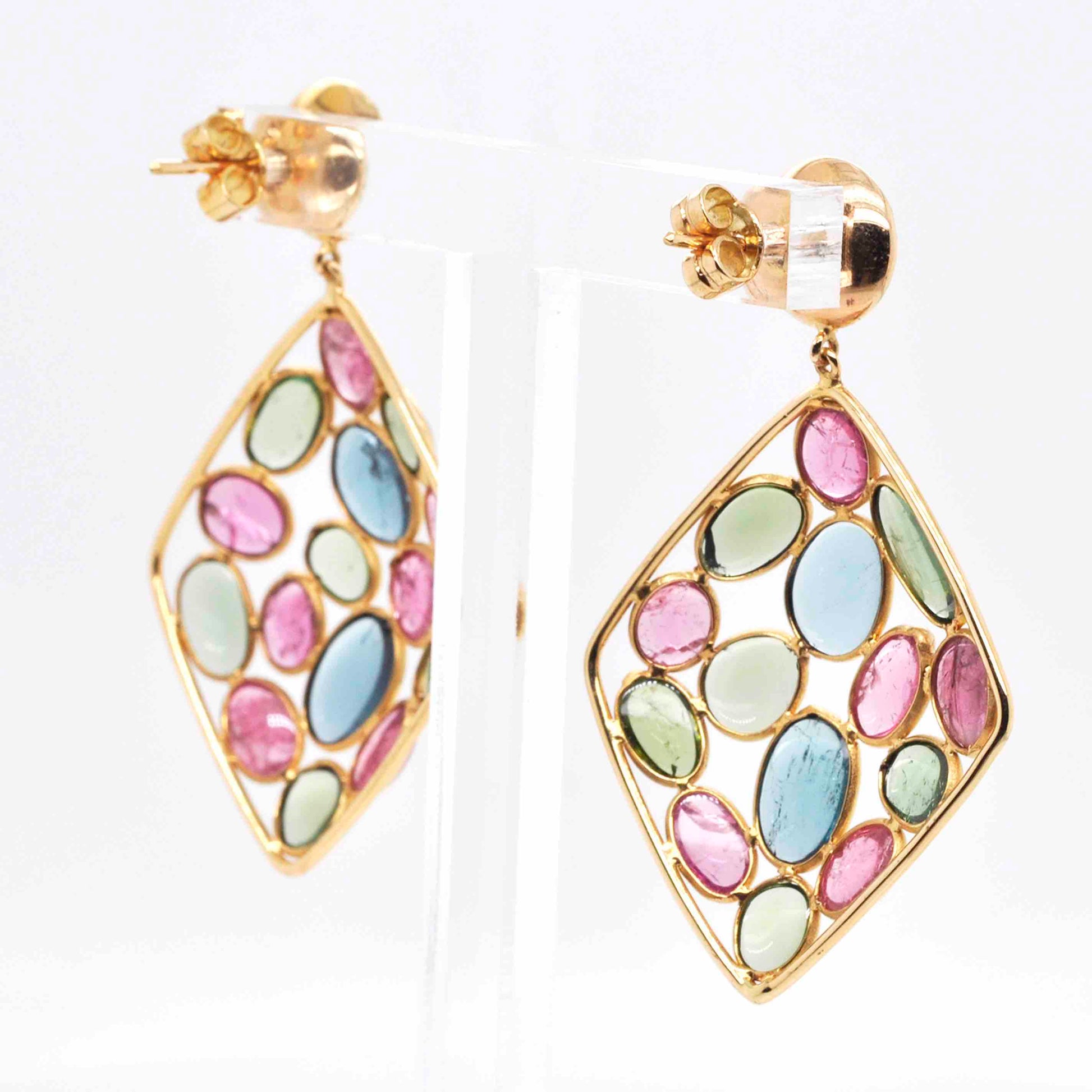 Gold multi-gem earrings