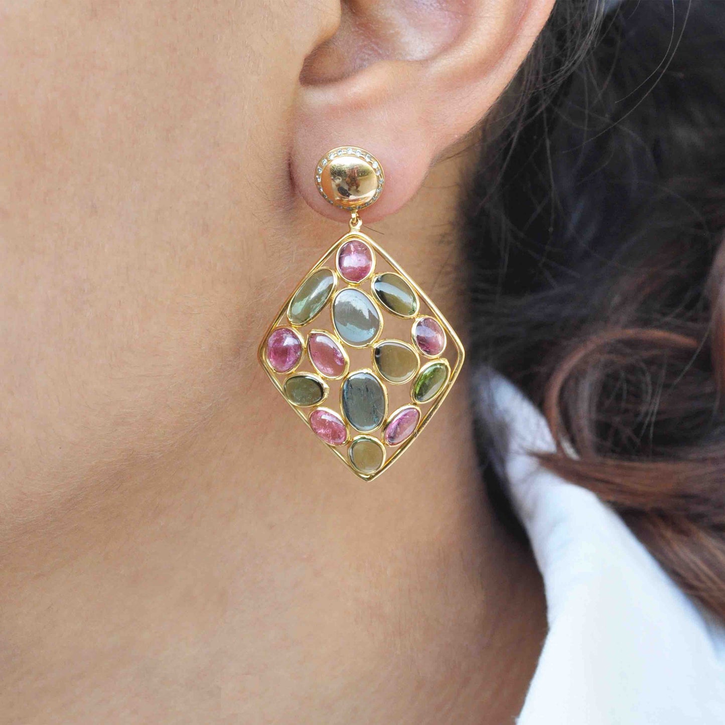 Multi-color gemstone earrings