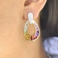 Raindrop dangle earrings with 18K gold and multicolor gemstones