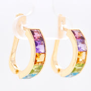 Linear Rainbow Hoop Earrings
