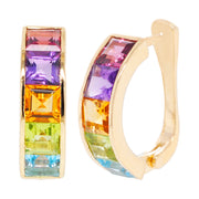Linear Rainbow Hoop Earrings