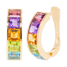 Linear Rainbow Hoop Earrings