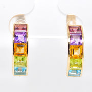 Linear Rainbow Hoop Earrings