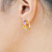 Linear Rainbow Hoop Earrings