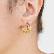 Linear Rainbow Hoop Earrings