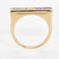 18K Gold Rainbow Gemstones Baguette Bar Ring