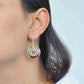 18K Gold Circle Rainbow Taper Baguettes Gemstones Earrings