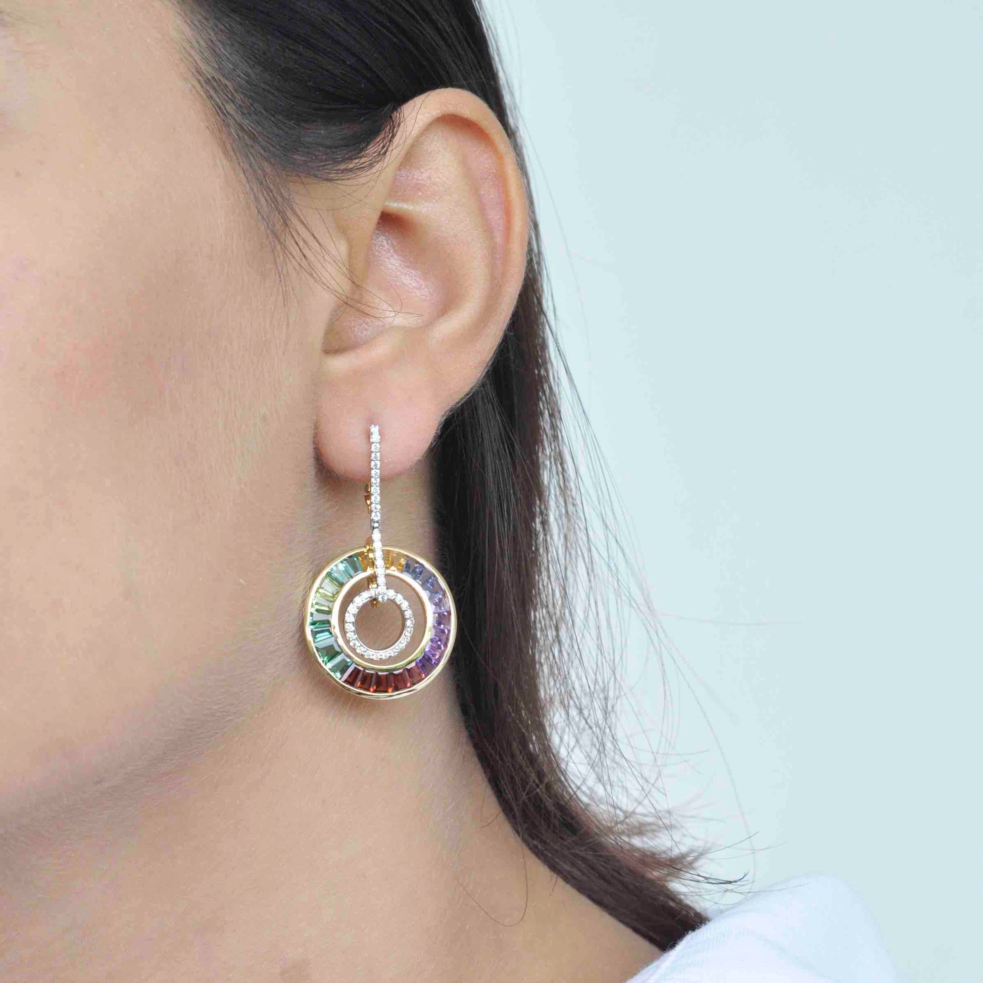 multicolor crystal drop earrings