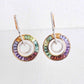 18K Gold Circle Rainbow Taper Baguettes Gemstones Earrings