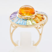 Circle Multi Citrine Rotating Ring