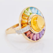 Circle Multi Citrine Rotating Ring