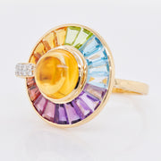 Circle Multi Citrine Rotating Ring