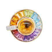 Circle Multi Citrine Rotating Ring