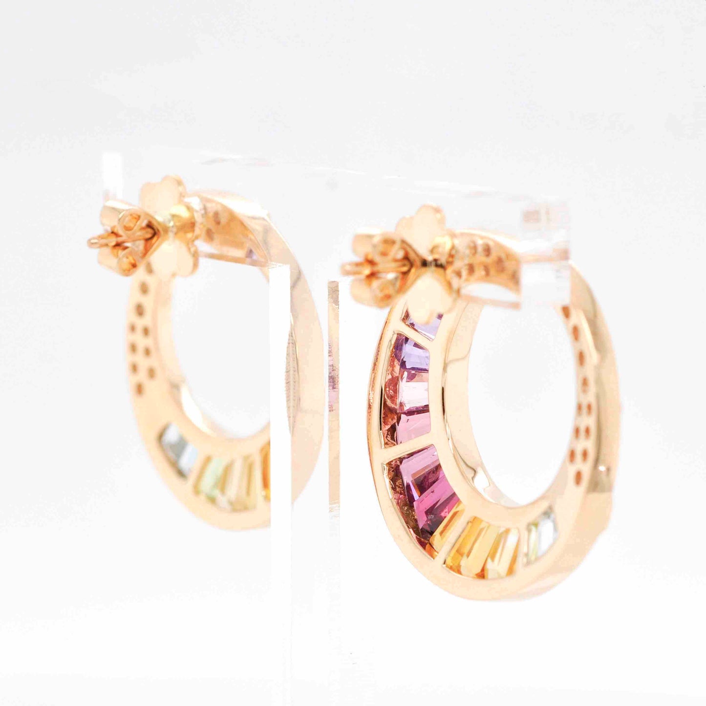 Customizable 18K gold rainbow stud earrings