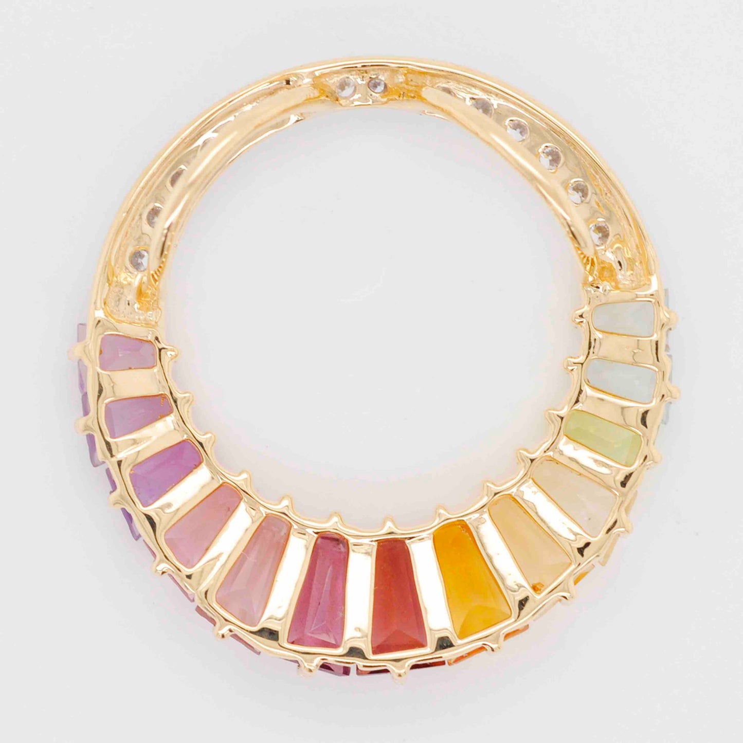 18K Gold Cleopatra Prong-set Rainbow Pendant Necklace