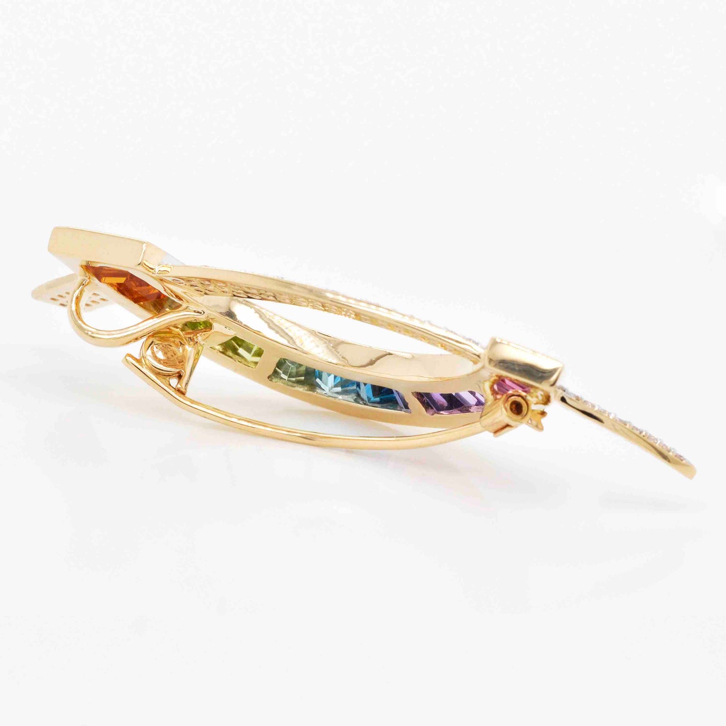 Unique multicolour rainbow diamond pendant brooch