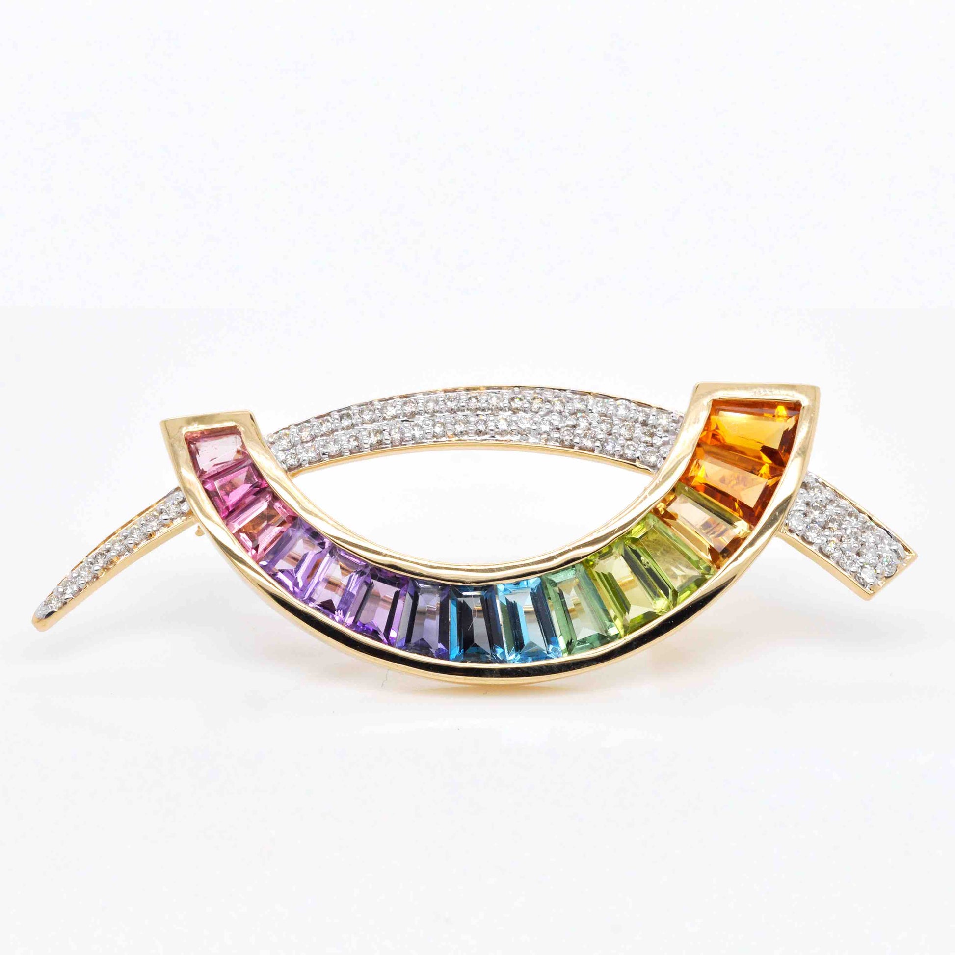 Buy 18K gold diamond pendant brooch