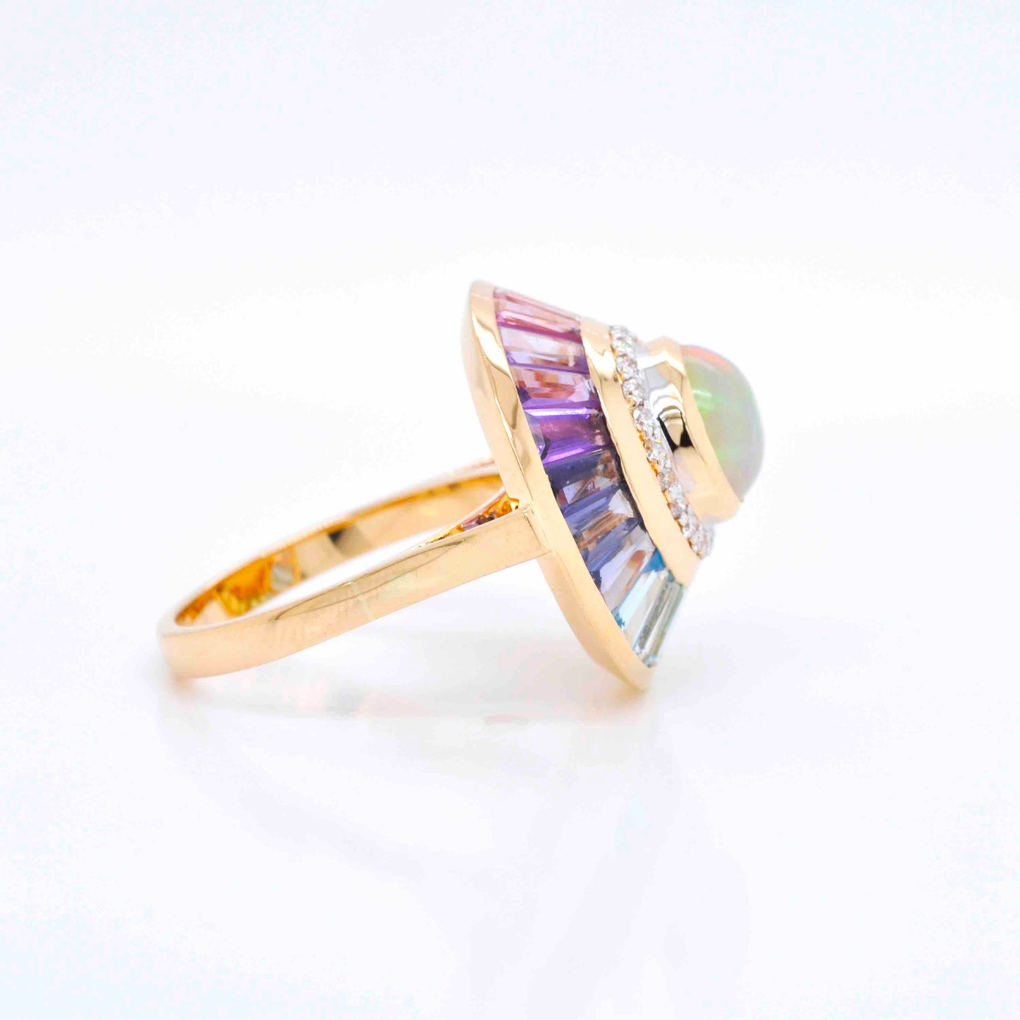 Opal Baguette Circular Ring