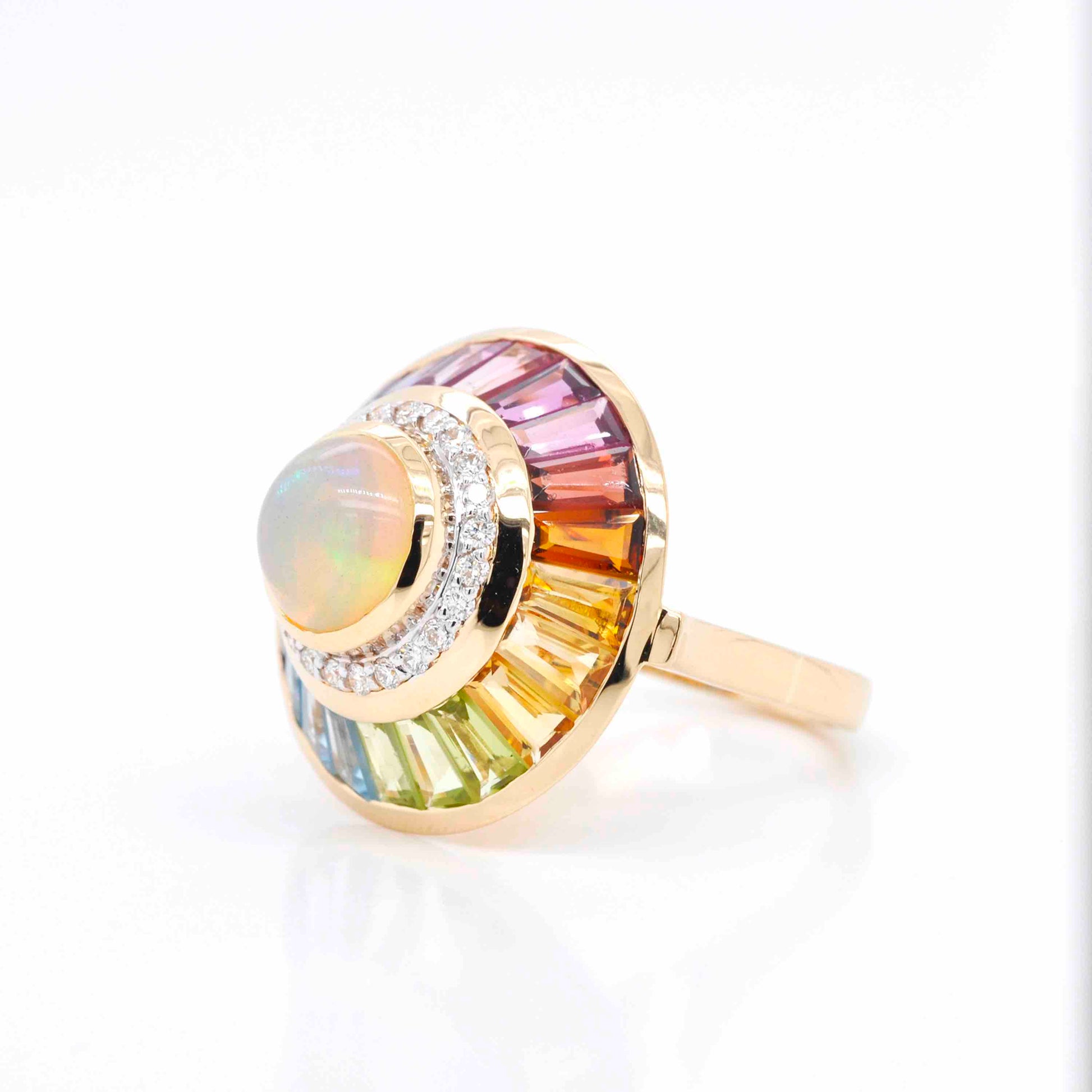 Trendy Ethiopian opal circular ring