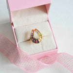 18K Gold Raindrop Taper Baguette Rainbow Diamond Ring - Vaibhav Dhadda Jewelry