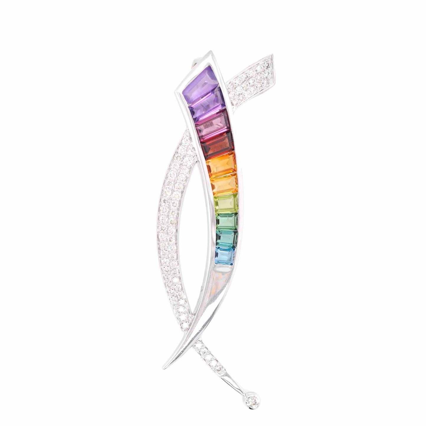 multi color sword pendant brooch