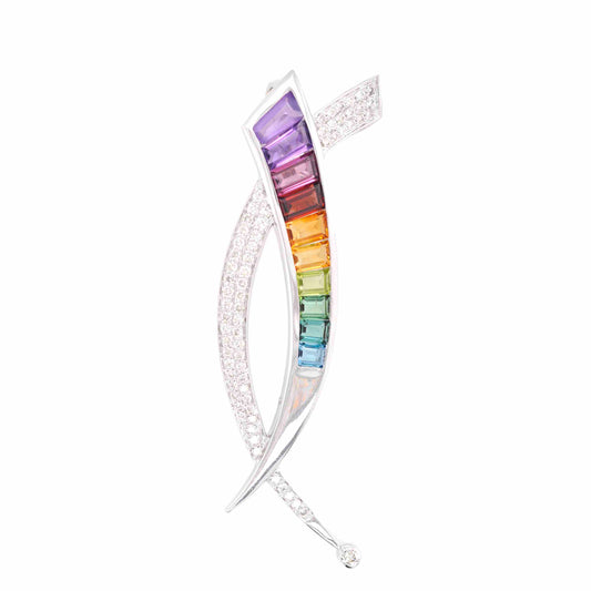 multi color sword pendant brooch