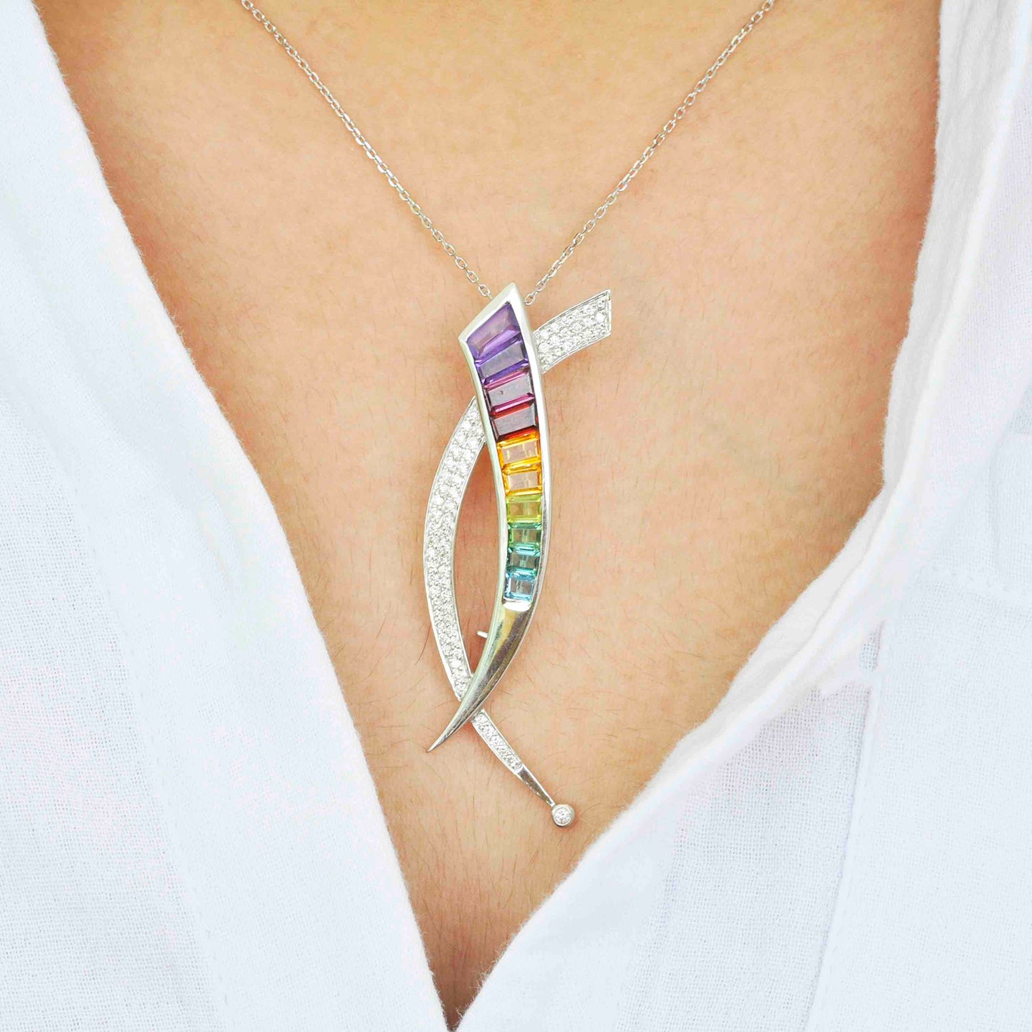 rainbow diamond pendant