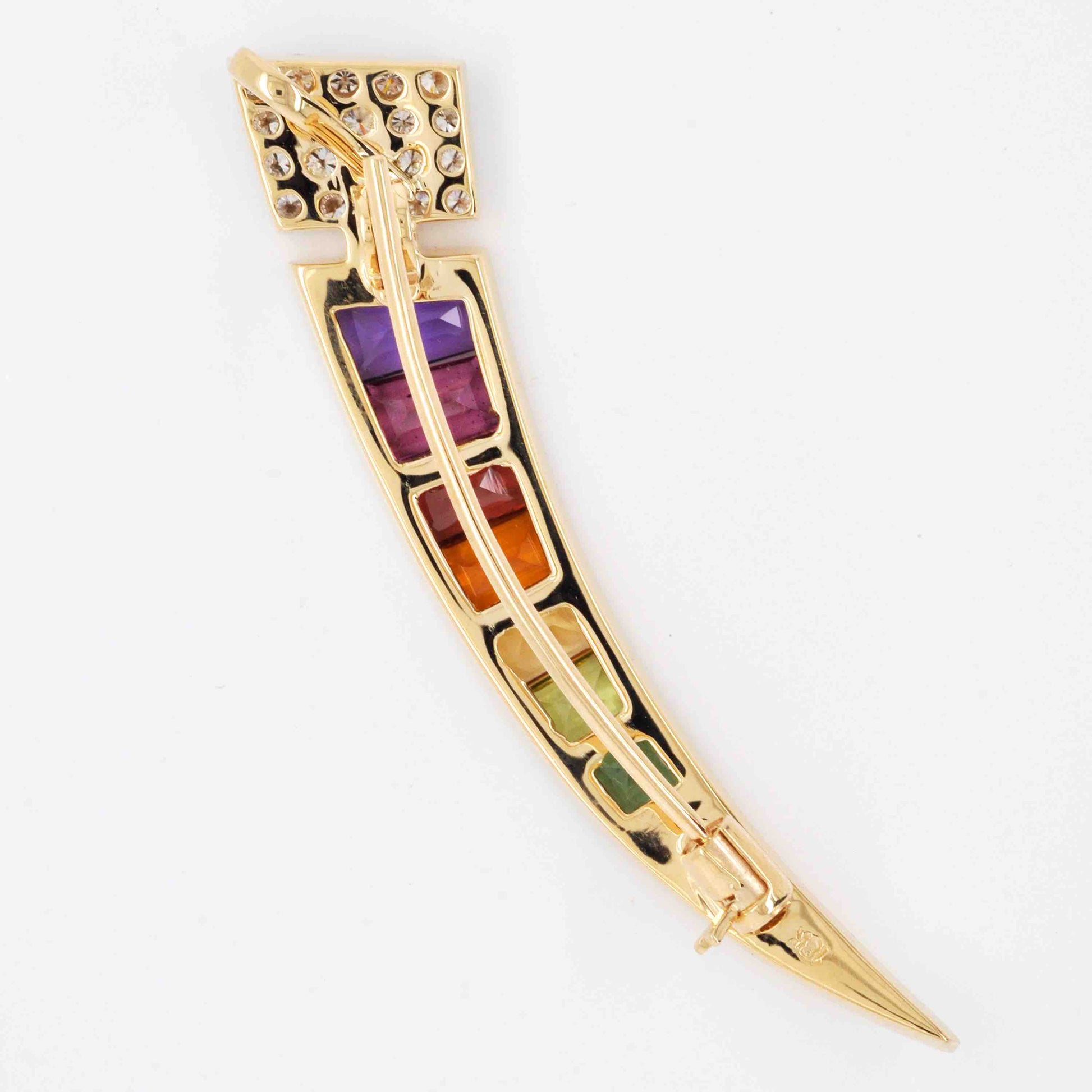 "Colorful brooch pendant with yellow gold "