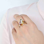 Vibrant rainbow twist ring