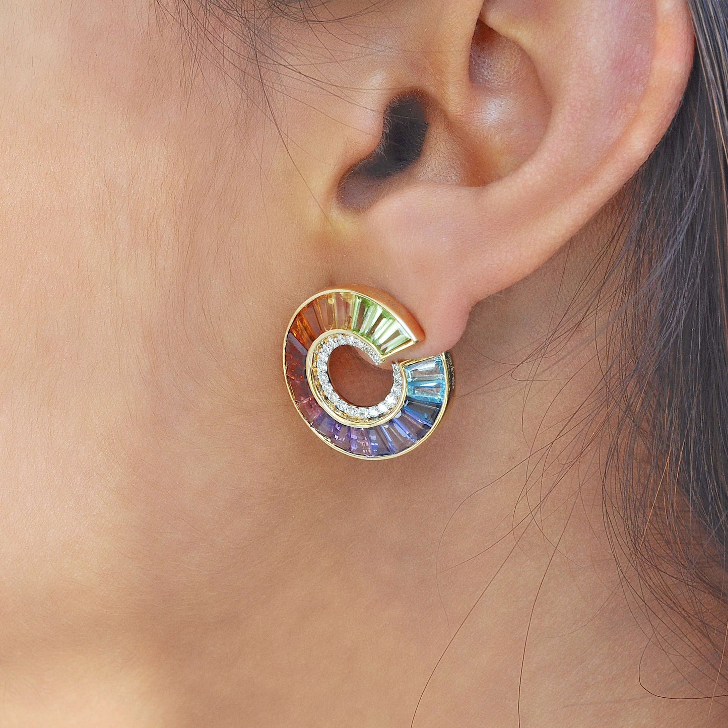 gold rainbow earrings