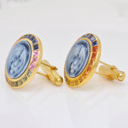 Multisapphire Tiger Cameo Cufflinks