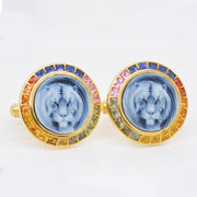 Multisapphire Tiger Cameo Cufflinks