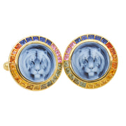 Multisapphire Tiger Cameo Cufflinks