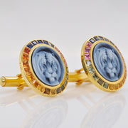 Multisapphire Tiger Cameo Cufflinks