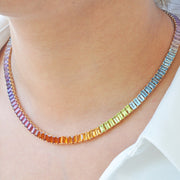 Rainbow Octagon Tennis Necklace