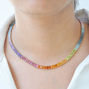 Rainbow Octagon Tennis Necklace