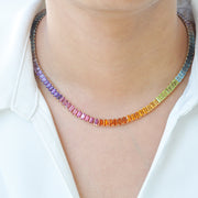 Rainbow Octagon Tennis Necklace