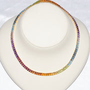 Rainbow Octagon Tennis Necklace