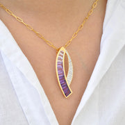 Sickle Amethyst Pendant Brooch