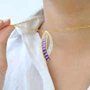 Sickle Amethyst Pendant Brooch