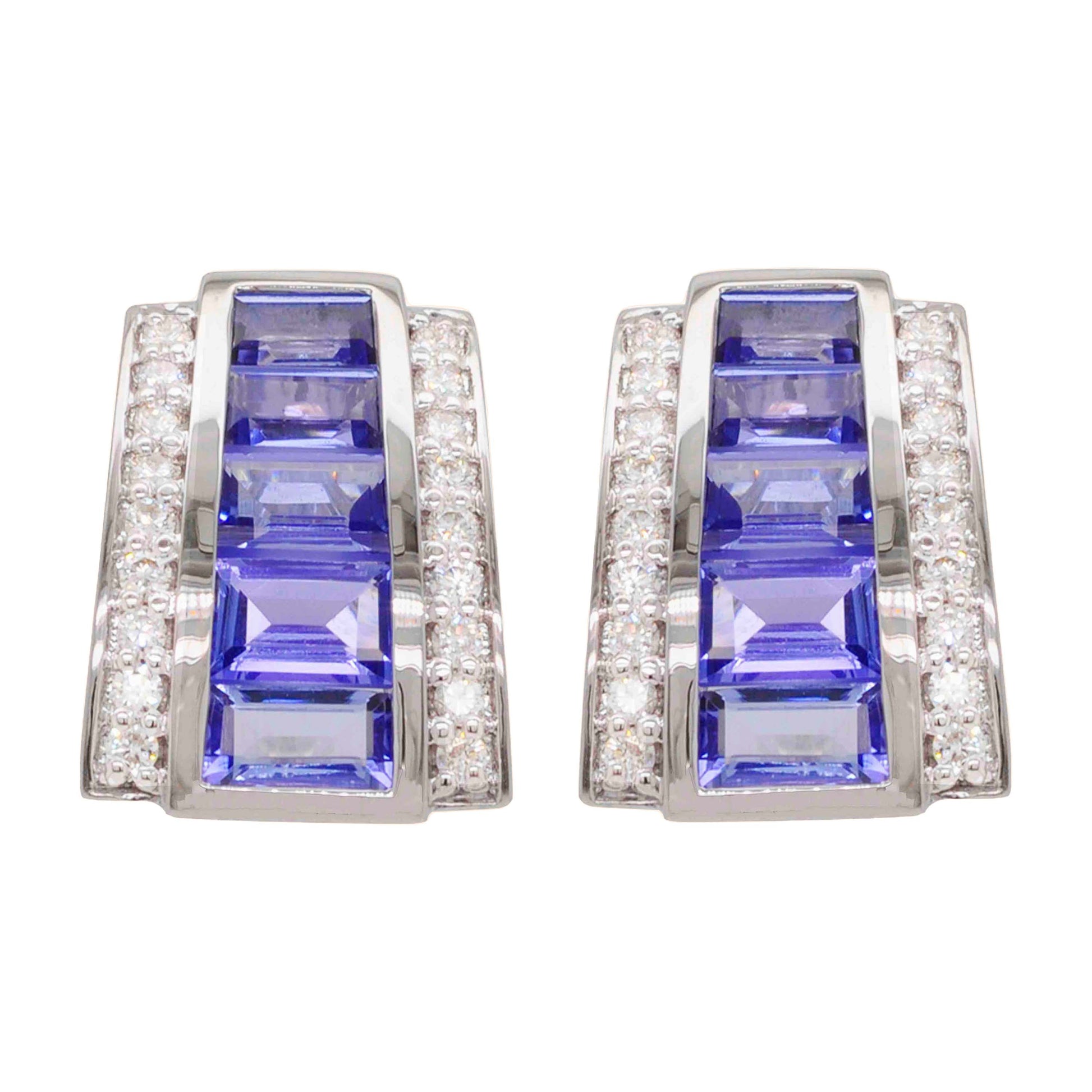 tanzanite stud earrings gold